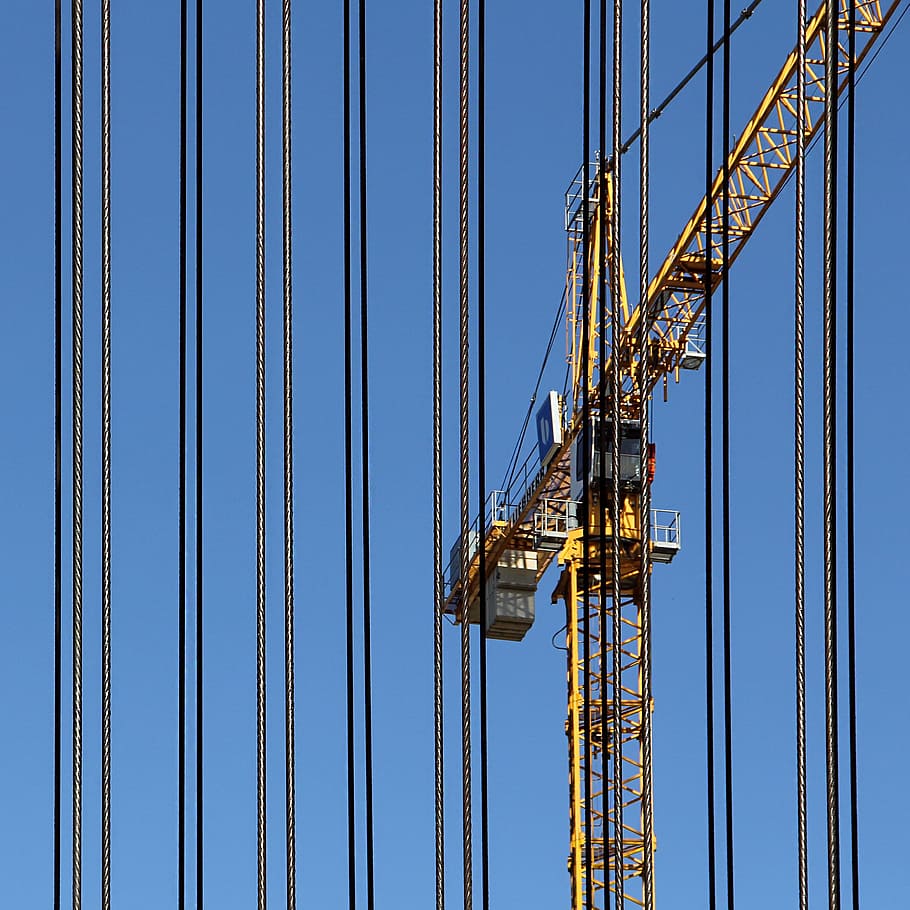 Crane, Wire, baukran, site, industry, sky, no people, built structure HD wallpaper