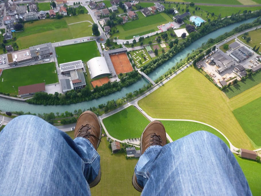 Paragliding, Tandem Flight, people, outdoors, men, grass, human body part HD wallpaper