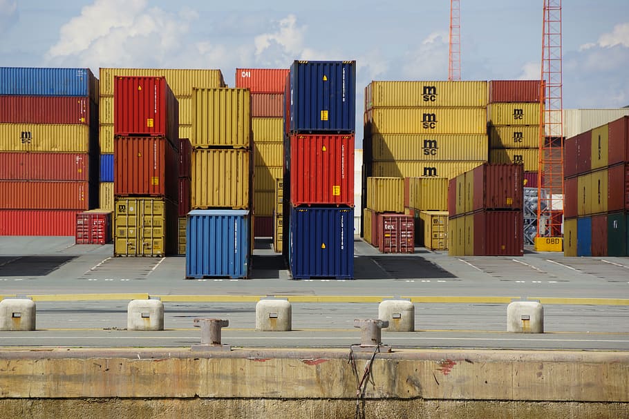 assorted-color cargo trailers during daytime, antwerp, belgium HD wallpaper