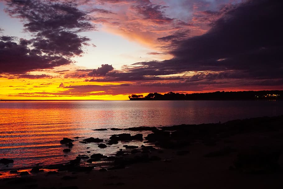 sunset, darwin, northern territory, australia, beach, sky, water, HD wallpaper