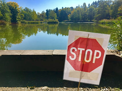 stop, shield, rumensee, zurich, canton, summer, pond, water HD wallpaper