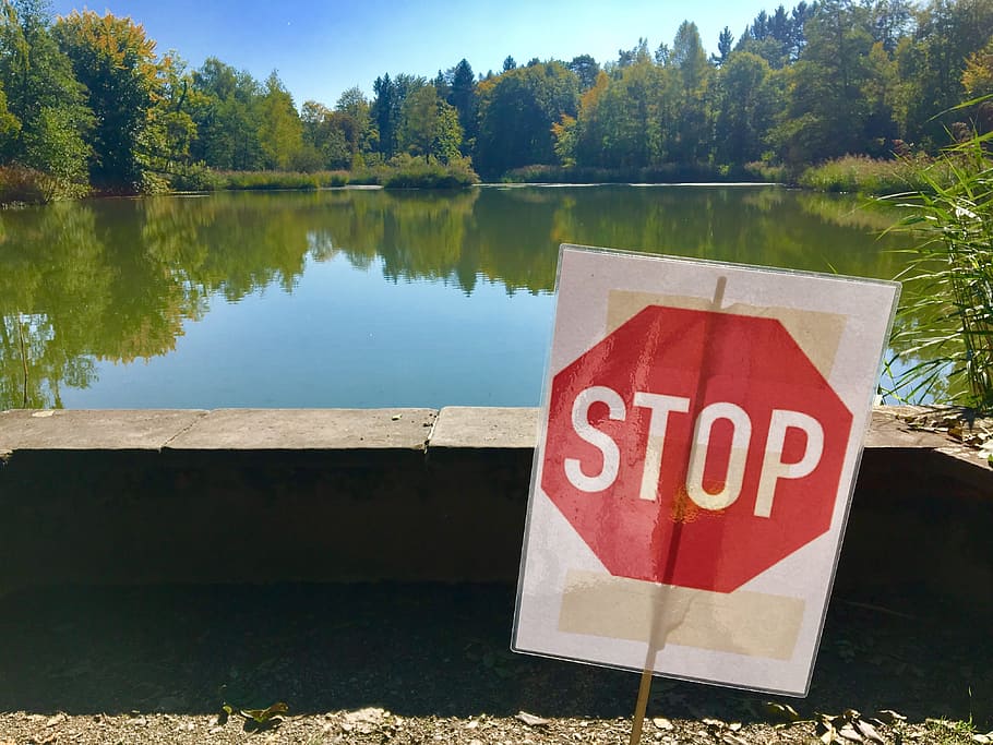 stop, shield, rumensee, zurich, canton, summer, pond, water HD wallpaper