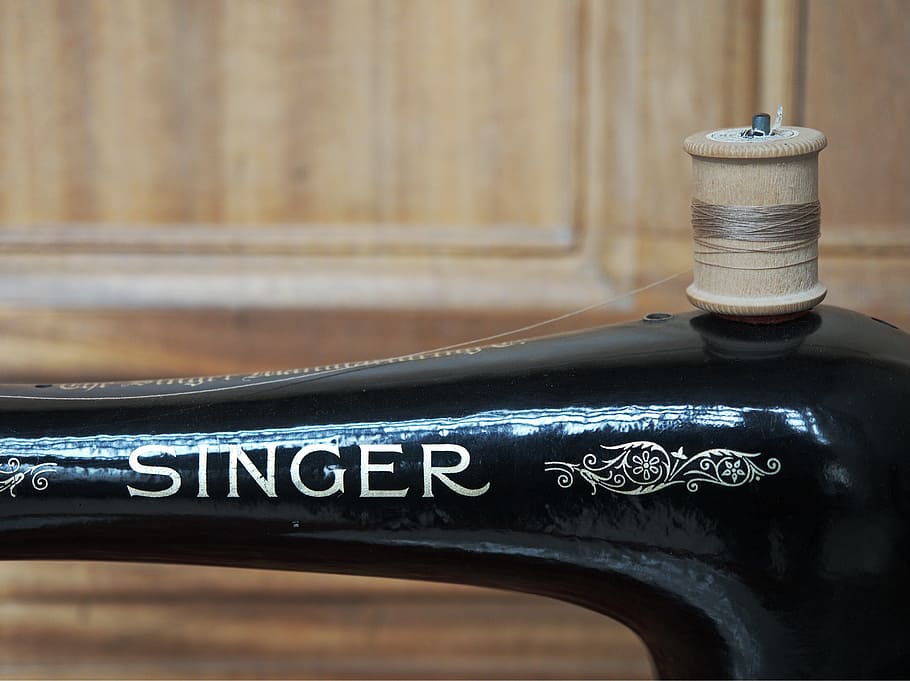 black Singer sewing machine, tailoring, fabric, cloth, textile HD wallpaper