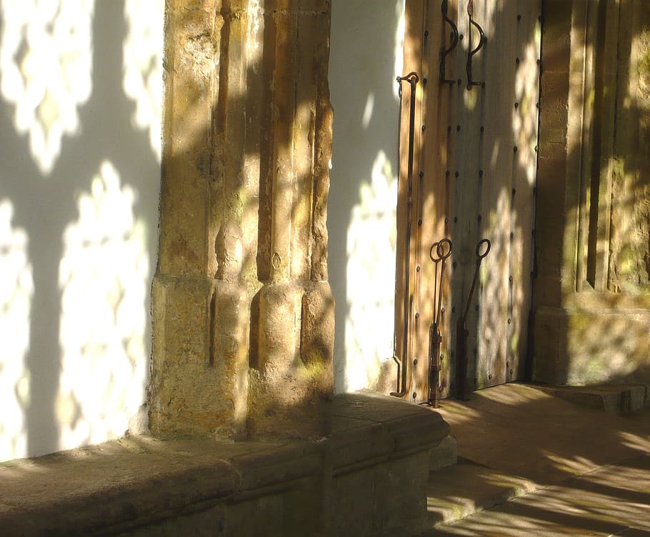 cathedral, shadow, light, pattern, church, cloister, gothic HD wallpaper