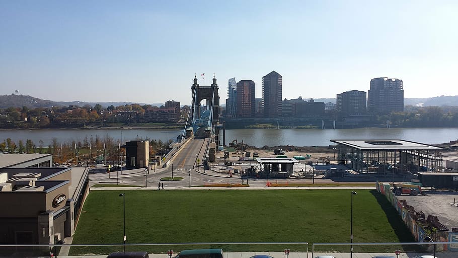 cincinnati, bridge, river, architecture, built structure, building exterior HD wallpaper