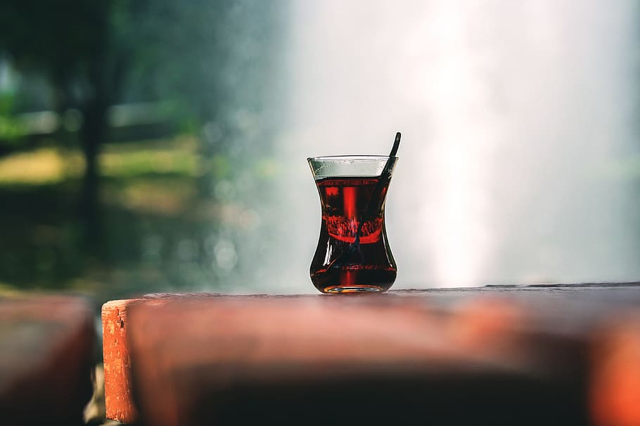 filled clear drinking glass on brown brick, still, items, things HD wallpaper