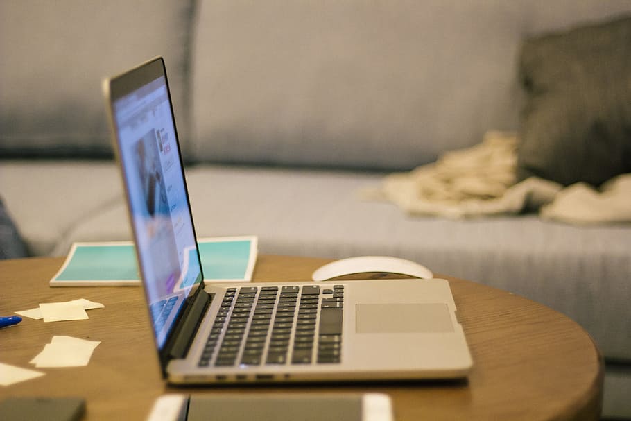 macbook, laptop, computer, technology, mouse, table, work, wireless technology HD wallpaper