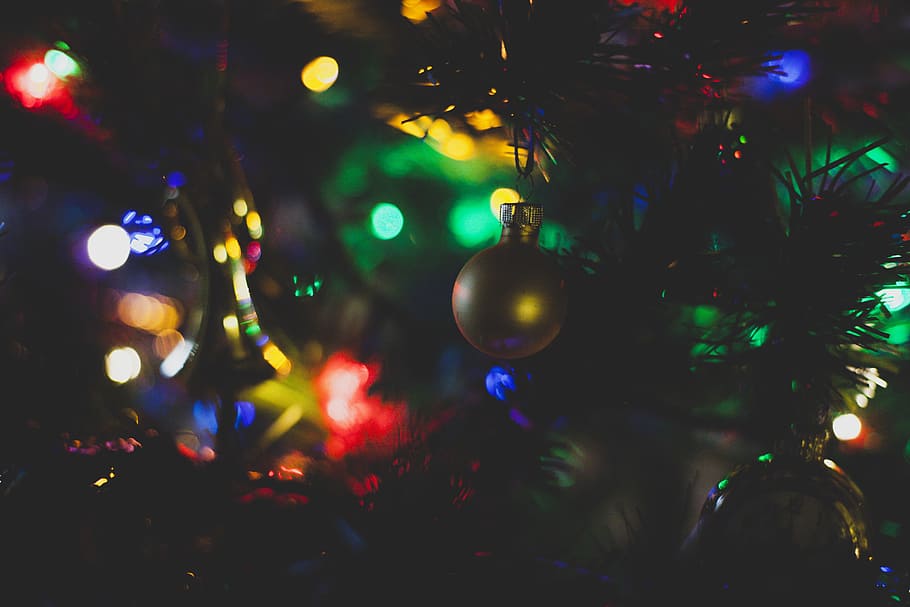 Closeup Photography of Christmas Bauble Hanging on Tree, abstract HD wallpaper