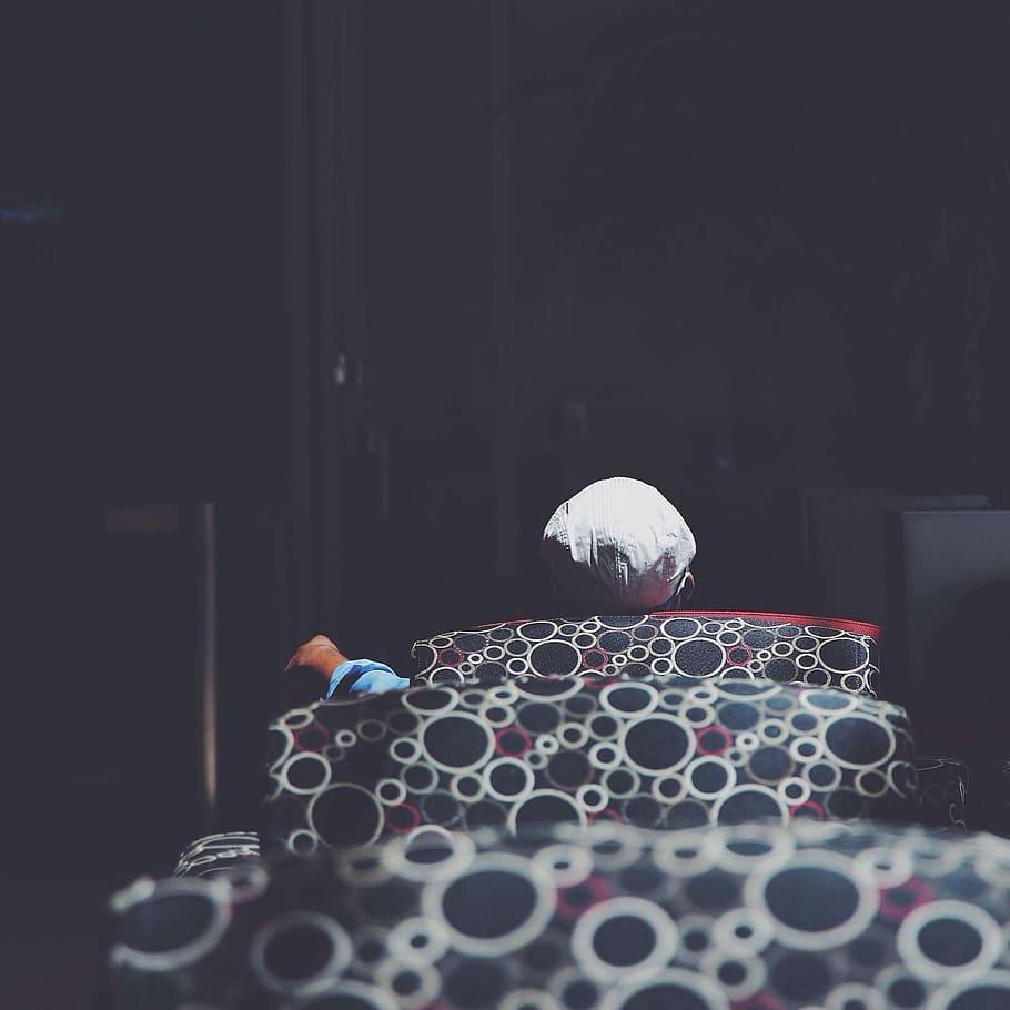 black and white dotted bag, people, one man only, indoors, only men HD wallpaper