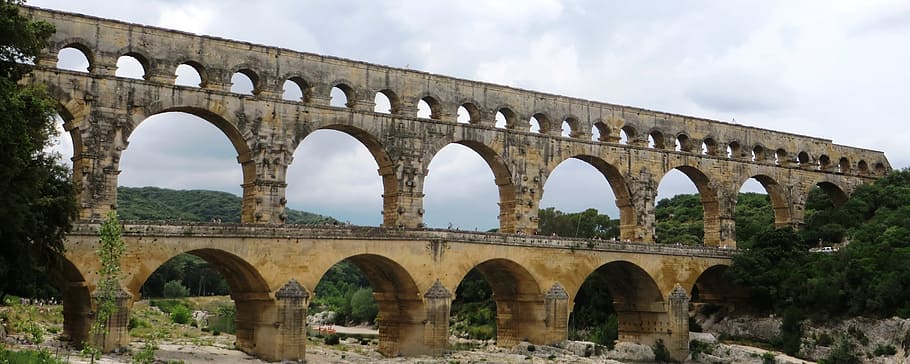 pont du gard, south of france, roman building, world heritage, HD wallpaper