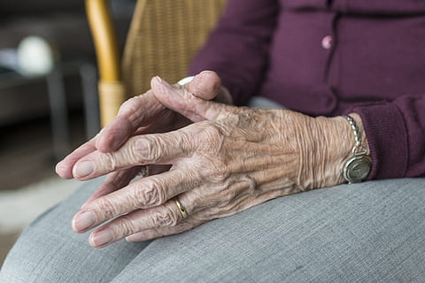 person sitting on chair doing praying hands gesture, old, old age HD wallpaper