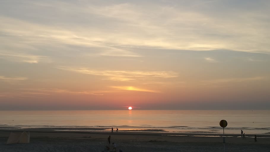 Sun, Beach, Sea, sunset, scenics, beauty in nature, sky, tranquility HD wallpaper