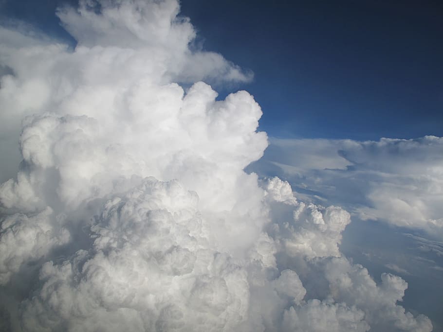white clouds during daytime, blue sky, soft, air, cloud - sky HD wallpaper