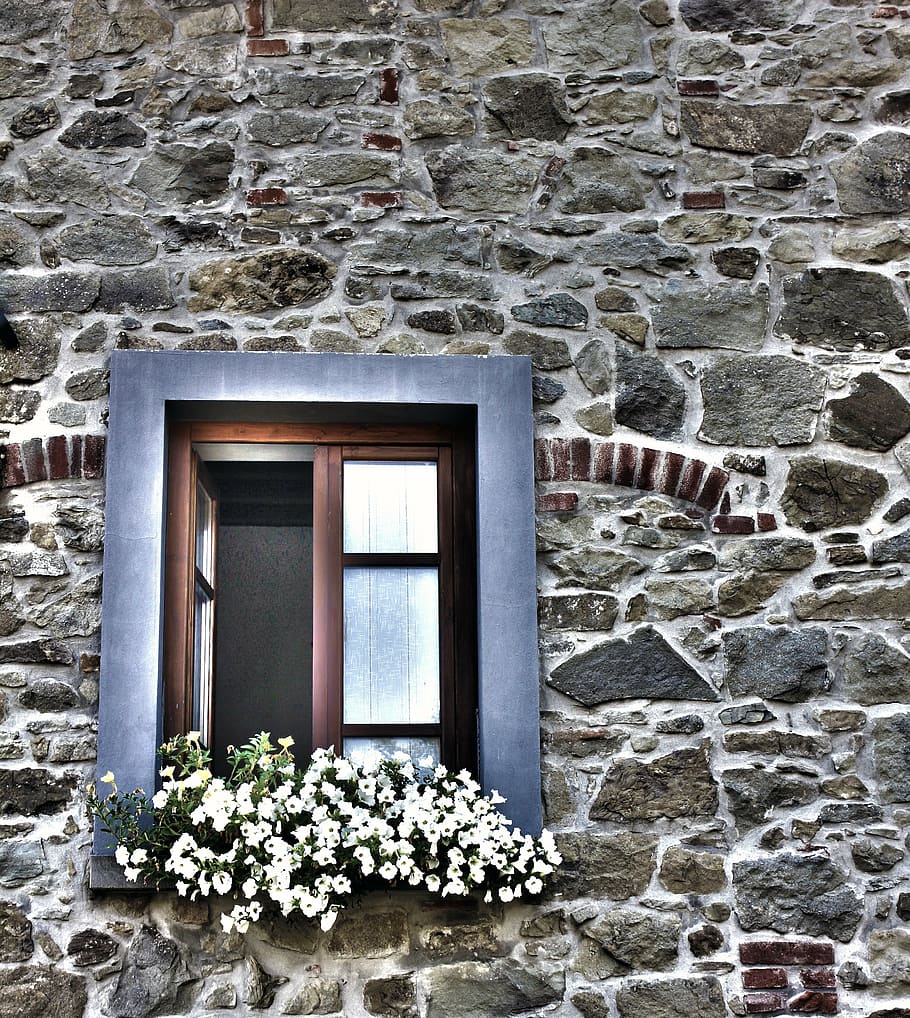 window, flowery window, house, architecture, old façade, pistoia HD wallpaper