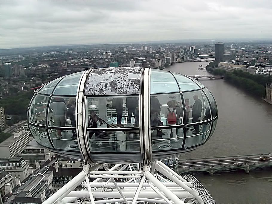 london eye, view, buildings, river, landscape, cityscape, architecture, HD wallpaper