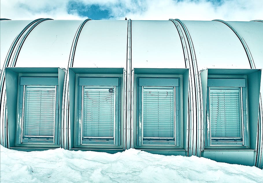 windows, snow, structure, building, winter, cold, season, design HD wallpaper