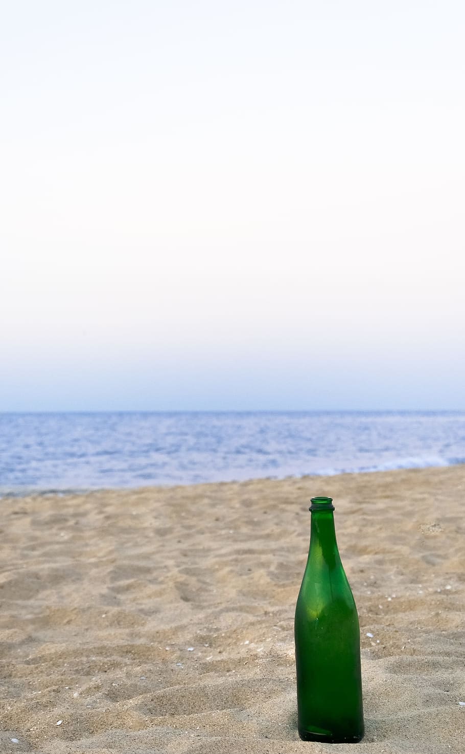 Sea, Bottle, Glass, Beach, Beach, Sand, summer, blue, white, HD wallpaper