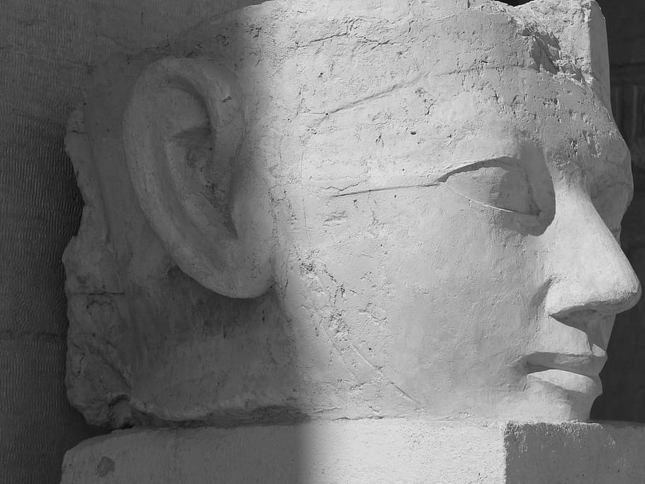 Archaeology, Egyptian, God, goddess, black and white, face, HD wallpaper