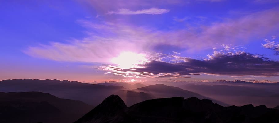 Sunset, Mountain, Cloud, carega, sky, italy, twilight, dramatic sky HD wallpaper