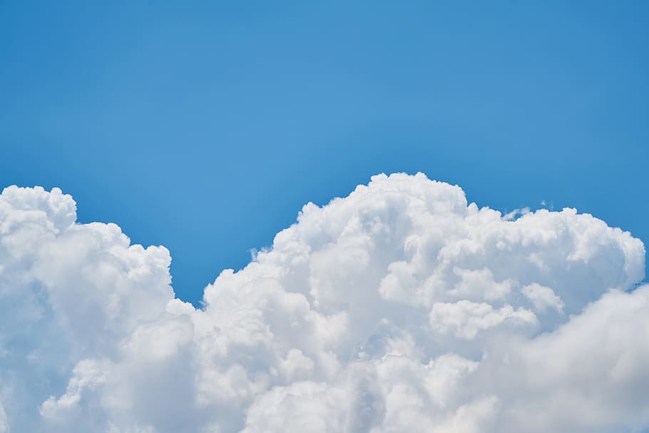 photograph of cumulus clouds, White Clouds, blue, landscape, summer