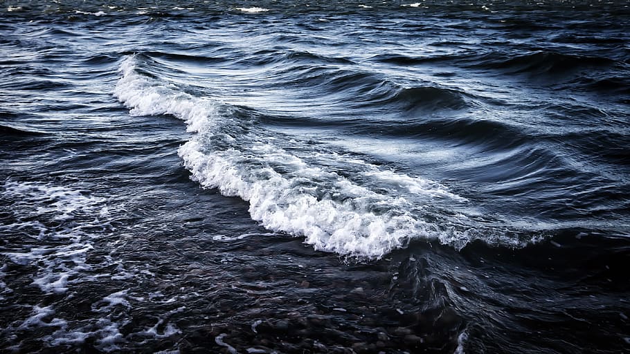sea waves closeup photo, Seaside, Finnish, blue, nature, surface HD wallpaper