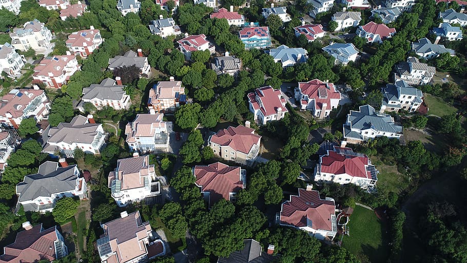 aerial, small town, architecture, built structure, building exterior HD wallpaper