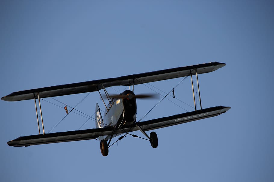 double decker, aircraft, propeller plane, oldtimer, clear sky HD wallpaper