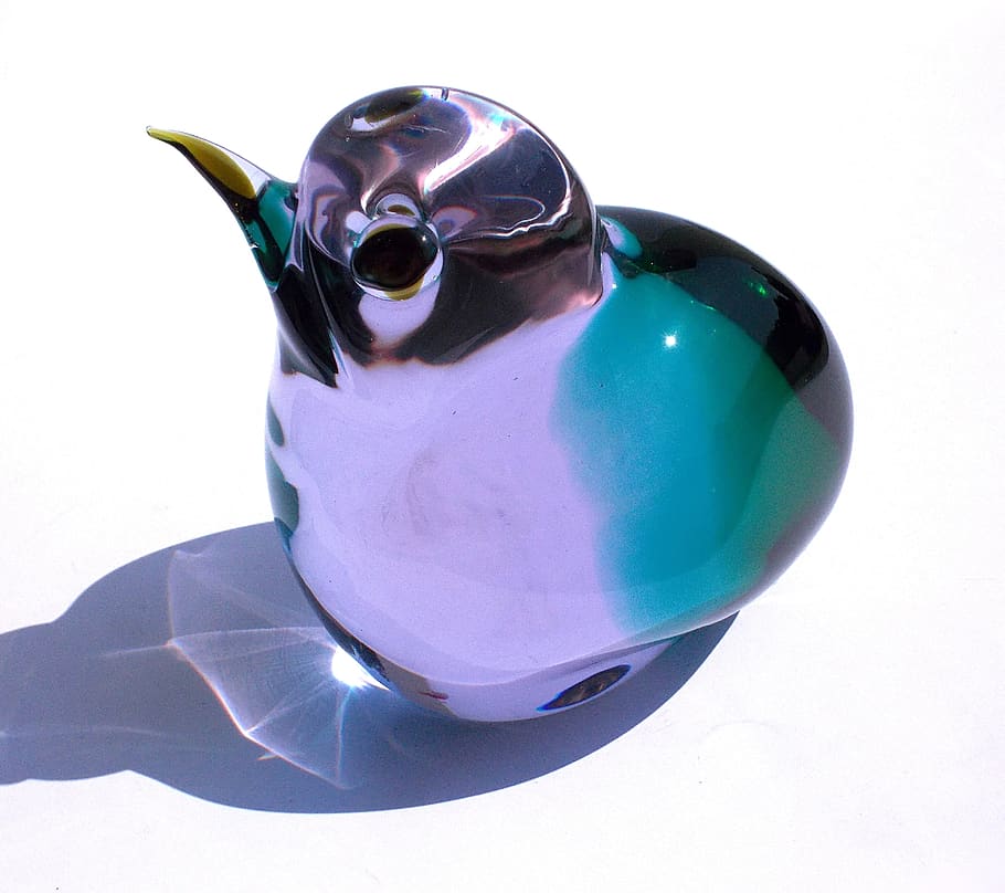 murano, glass, bird, sunglasses, fashion, blue, white background HD wallpaper