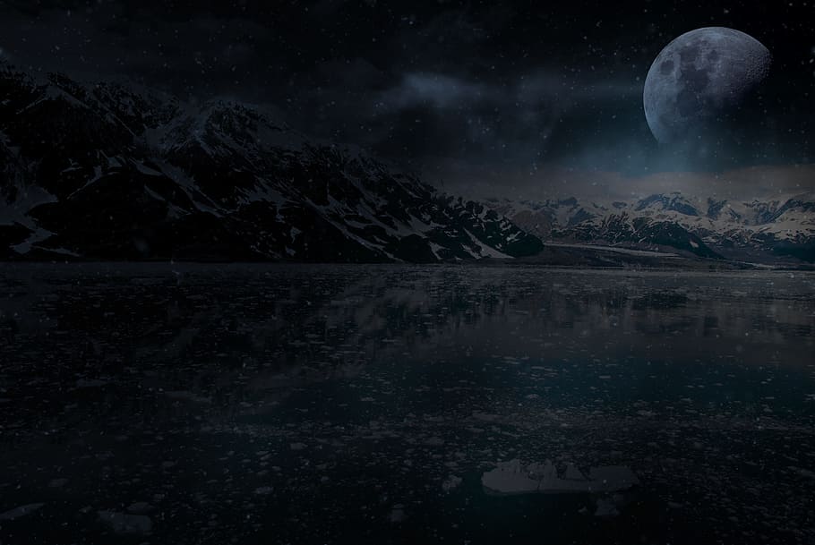 moonlight, winter, landscape, atmosphere, nature, night, sky HD wallpaper