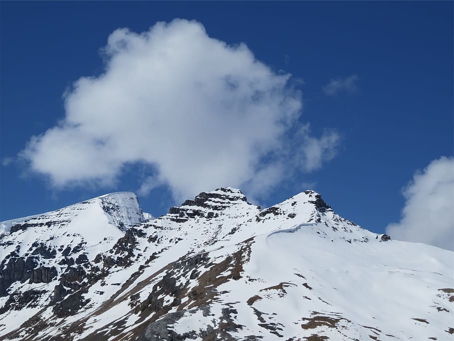 mountain, peak, summit, altitude, sky, clouds, extreme, adventure HD wallpaper