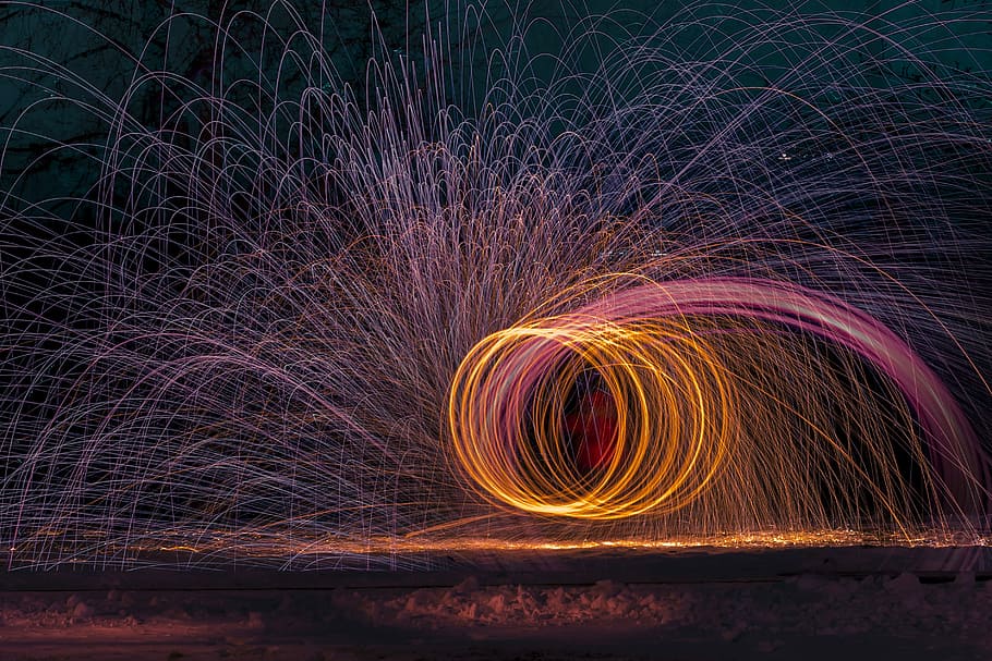 pink and orange light string photography, time lapse photo of lights, HD wallpaper