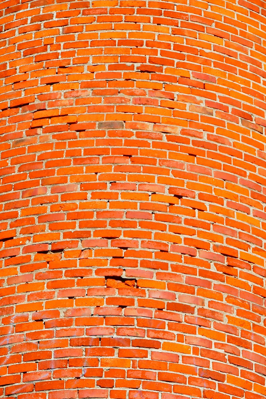 Red, Orange, Brick Wall, Masonry, full frame, backgrounds, orange color HD wallpaper