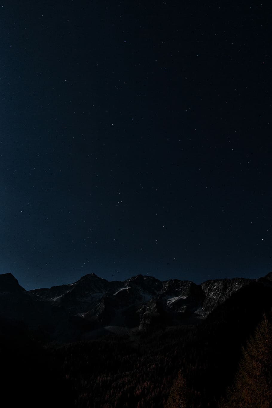 gray and brown mountains under starry night photo, aerial photography of mountain range under nightime HD wallpaper