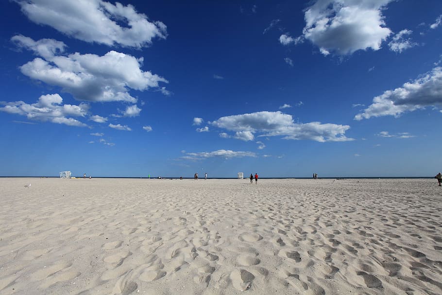 Beach, Sky, Blue, Clouds, Empty, vacation, ocean, summer, travel HD wallpaper