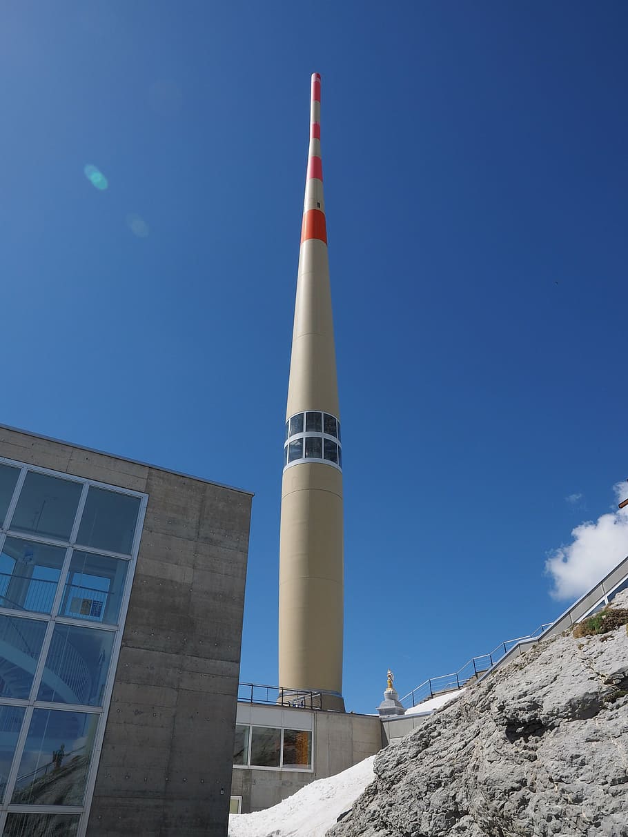 send system, transmission tower, säntis, mountain, alpstein, HD wallpaper