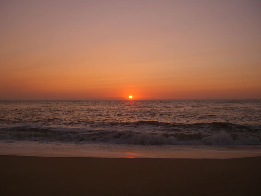 sunset, sea, beach, sky, water, beauty in nature, horizon over water HD wallpaper