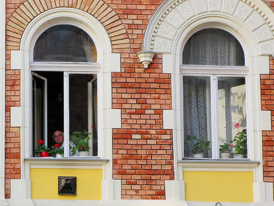 window, uncle, man, elderly, is watching, architecture, built structure HD wallpaper