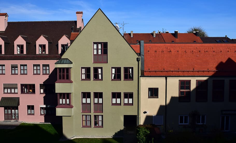 homes, old town, building, historically, augsburg, city, protected monument