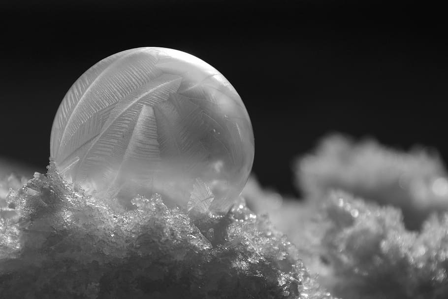 close-up photo of white bubble, soap bubble, zer, winter, cold HD wallpaper