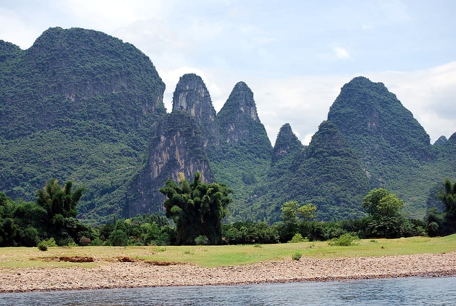 River, Mountains, Vegetation, Rock, cliffs, scenery, landscape HD wallpaper
