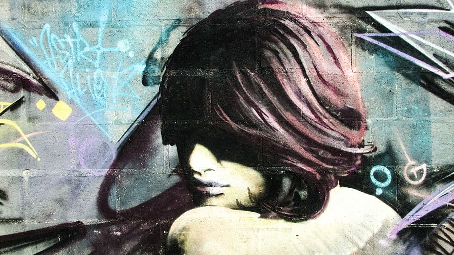female character painting, cyprus, larnaca, graffiti, wall HD wallpaper