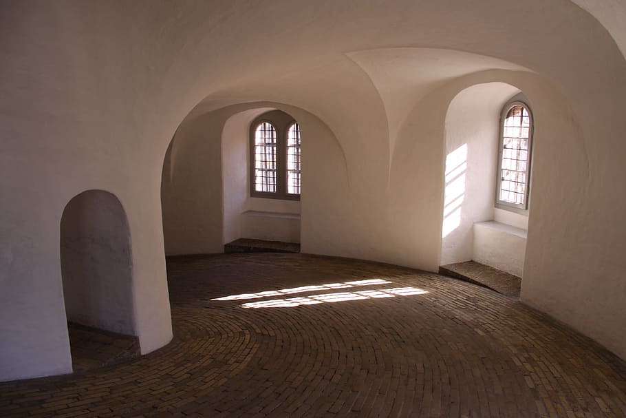 the round tower, windows, vault, painted white, sunlight, stengang HD wallpaper