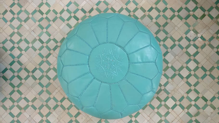 Pouf, Moroccan, Orient, Turquoise, Tiles, pillow, mosaic, pattern HD wallpaper