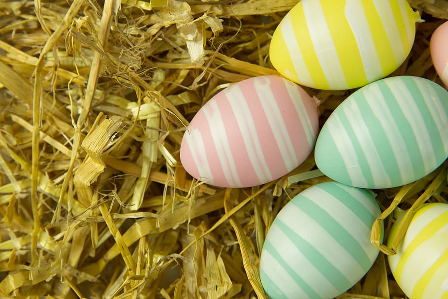 Closeup shot of Easter eggs, various, springtime, multi Colored