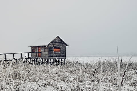 agriculture, cabin, clouds, cold, country, countryside, farm HD wallpaper