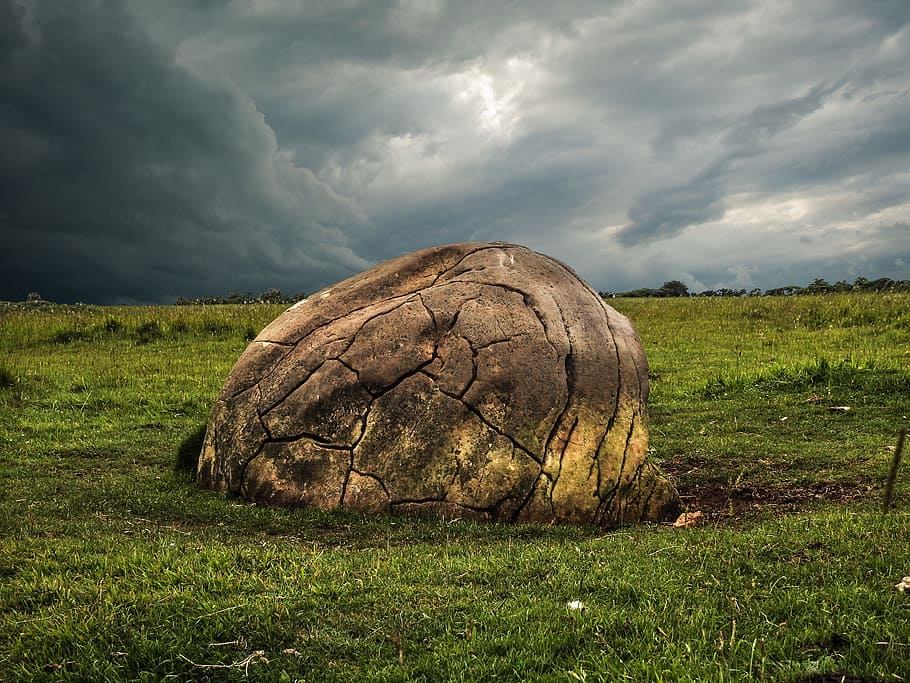 Landscape, Rock, Clouds, Mountain, nature, sky, one animal HD wallpaper