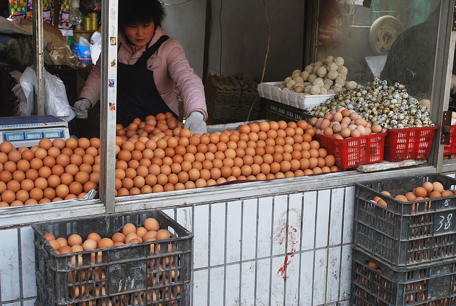 eggs, market, vendor, selling, china, food and drink, retail HD wallpaper