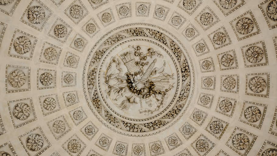 ceiling at Versailles, beige painted ceiling, mural, ceiling mural HD wallpaper