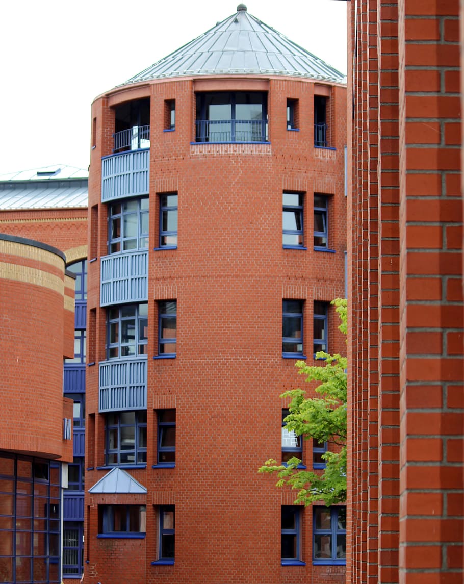 building, tower, clinker, red, bricks, architecture, facade HD wallpaper