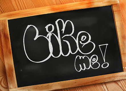 Bike me text on black board, like, school, facebook, chalk HD wallpaper